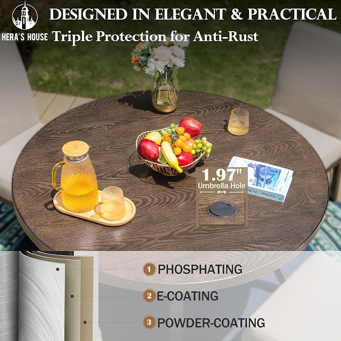 HERA'S HOUSE 5 Piece Patio Dining Set, 4 x Thick Cushioned Dining Chair - Image 5