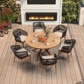 PURPLE LEAF 7 Pieces Round Outdoor Dining Set Outdoor Dining Table and Chairs by PURPLELEAF