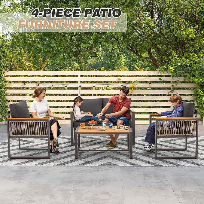 EROMMY 4 Pieces Outdoor Patio Furniture Set - Image 6
