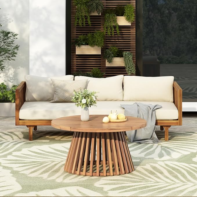 Merax Outdoor Acacia Wood Conversation Set - Image 2