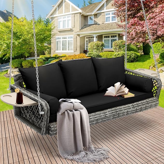 Outdoor Wicker Patio Porch Swing - Image 7