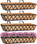 30 Inch Window Deck with Coco Liner Set of 4, Metal Hanging Flower Planter by LAWYAMAI