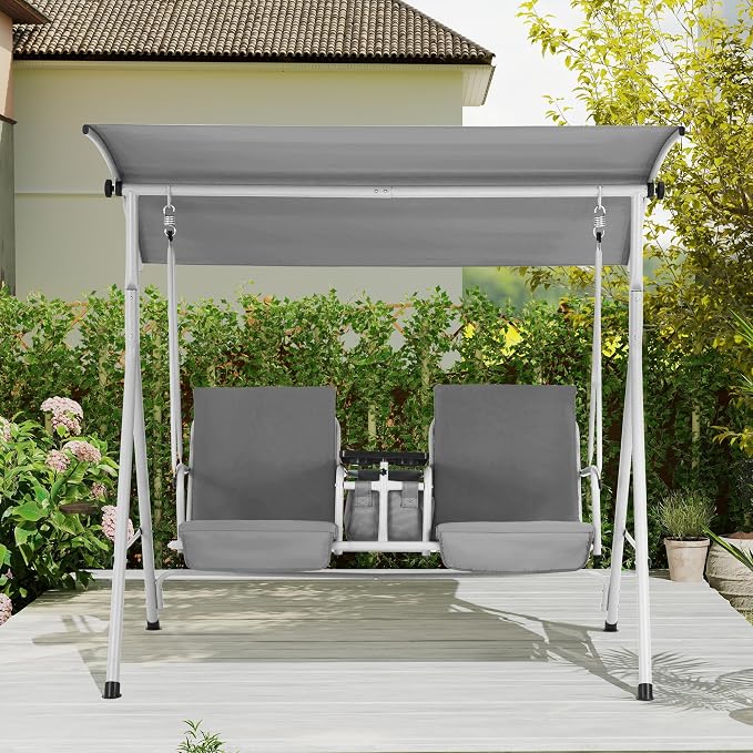 HOMREST 2 Seat Outdoor Porch Swing, Patio Swing - Image 2