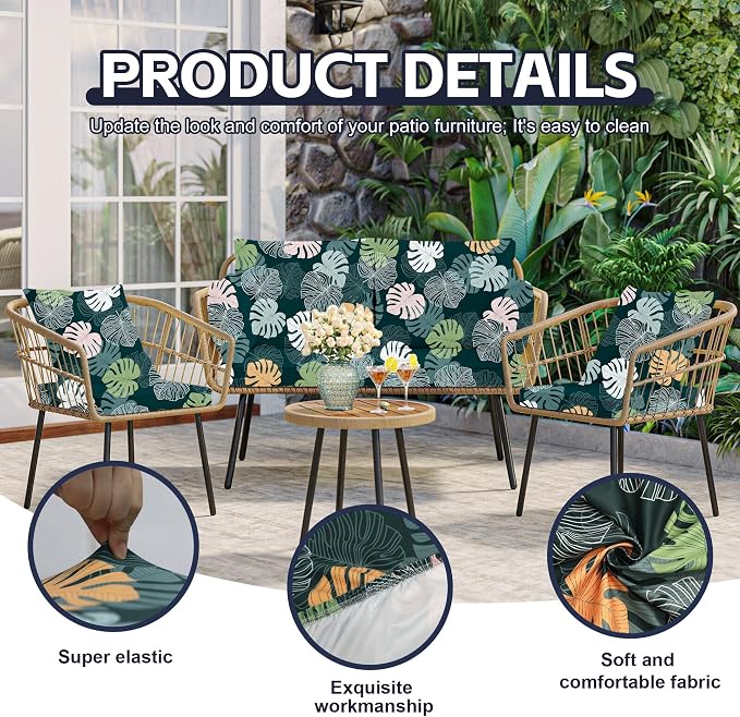 8Pcs Patio Cushion Covers, Outdoor Cushions Covers, Stretch Cushion Covers - Image 3