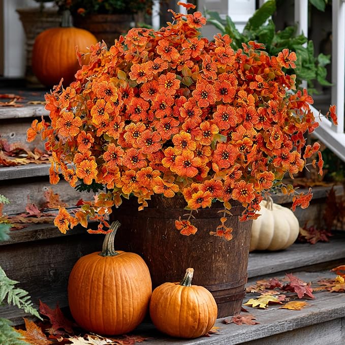 Artificial Fall Flowers Outdoor Fake Mums by AXYLEX