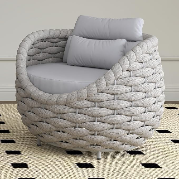 TWT Patio Sofa All-Weather Textilene Rope Balcony Furniture - Image 5