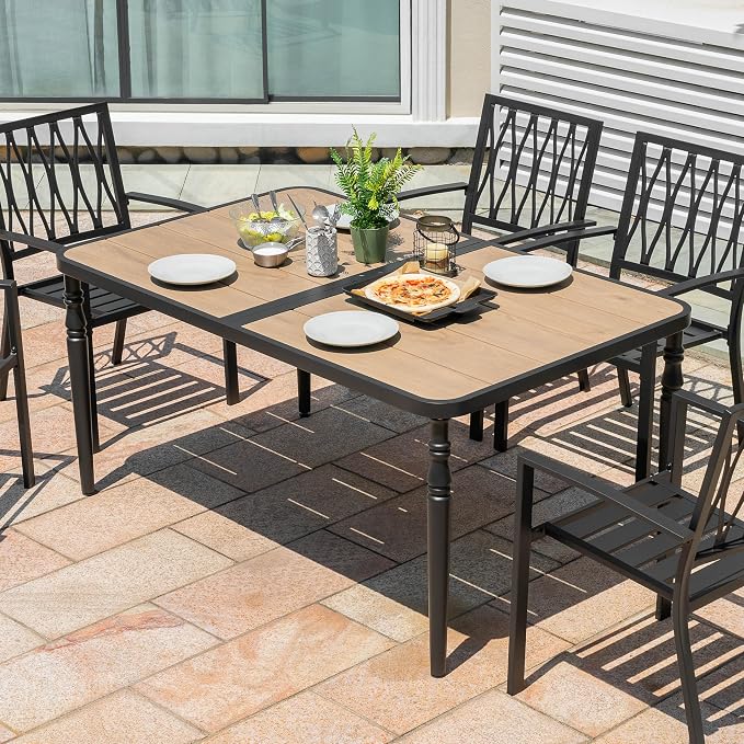 NUU GARDEN Patio Dining Table for 6, 61” x 37” Large Rectangle Metal Table - Image 2