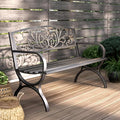 PHI VILLA 50Inch Cast Iron Steel Frame Garden Bench Patio Furniture Chair by PHIVILLAThepioneerofcomfortablehouseholdsupplies