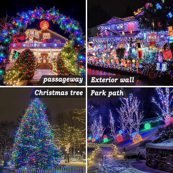 KNONEW 403ft 1000 LED String Lights Outdoor Christmas Lights 8 Modes & Timer - Image 9