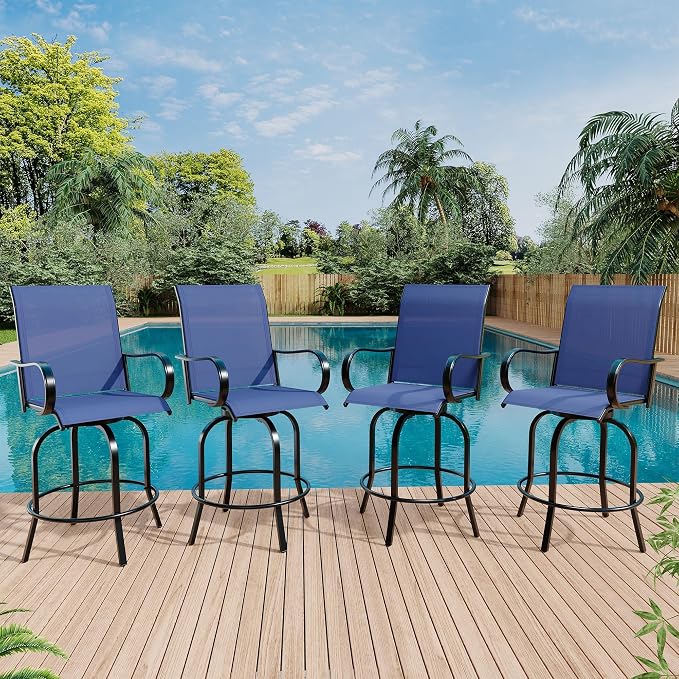 Swivel Bar Stools 2-Piece Set, Outdoor Patio Bar Height Chairs - Image 7