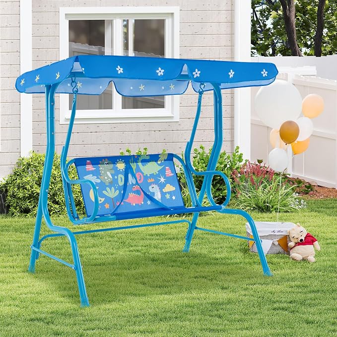 Costzon Kids Porch Swing, All-Weather Patio Swing Bench Hammock w/Adjustable - Image 7