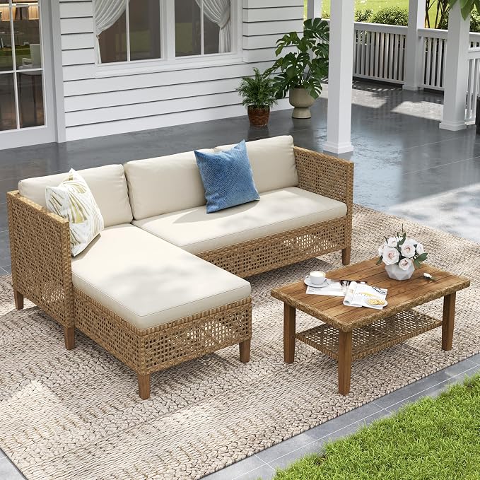 Sophia & William Boho Rattan Patio Sectional Set by SophiaWilliam