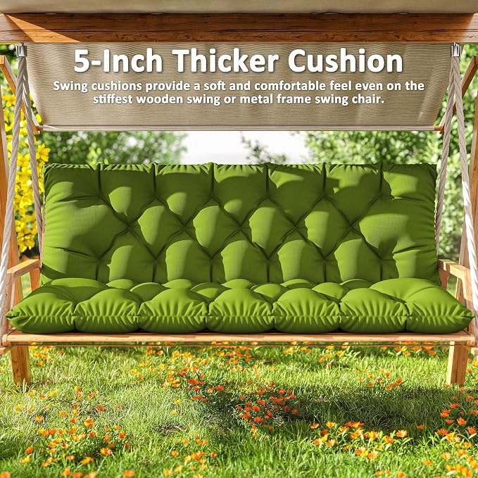 Porch Swing Cushion with Backrest 2-3 Seater Outdoor Bench Cushions Waterproof - Image 6