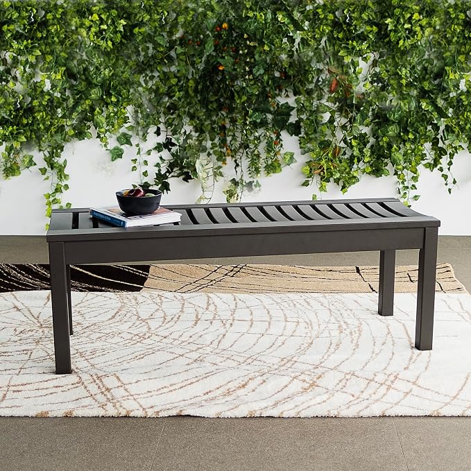 Cambridge Casual Arie Solid Wood Outdoor Patio Garden Backless Bench - Image 3