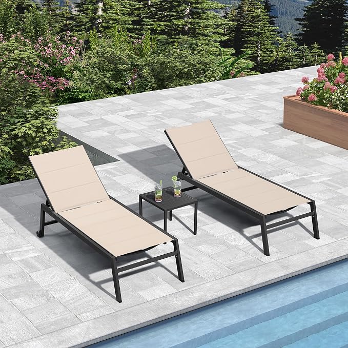 PURPLE LEAF Extra Large Outdoor Chaise Lounge 4 Pieces Aluminum Patio Lounge - Image 3