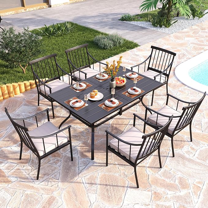 PHI VILLA Outdoor Metal Steel Dining Chairs - Image 2