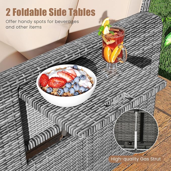 LDAILY Moccha Outdoor Daybed, Wicker Loveseat Sofa Set - Image 3