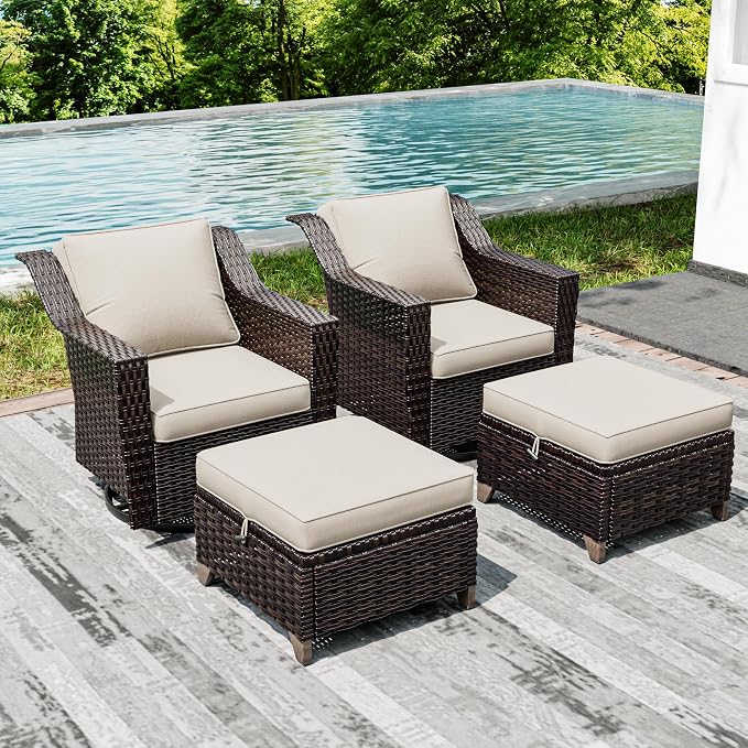Joyside Wicker Patio Furniture Sets, 4 Pieces Upgraded Large Size Outdoor - Image 7