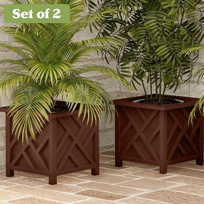 Lattice Design Outdoor Planter Box 2-Pack - Image 2