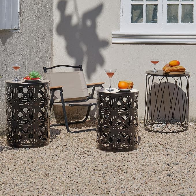Y&M Set of 3 Patio Side Table for Living Room, Indoor End Tables for Bedroom - Image 2