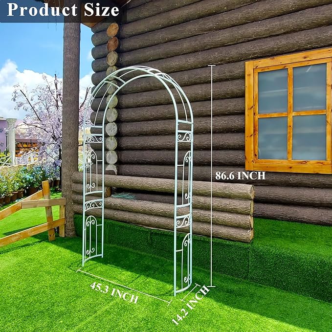 SCENDOR White Wedding Arch Garden Arbor Curved Metal Archway - Image 3