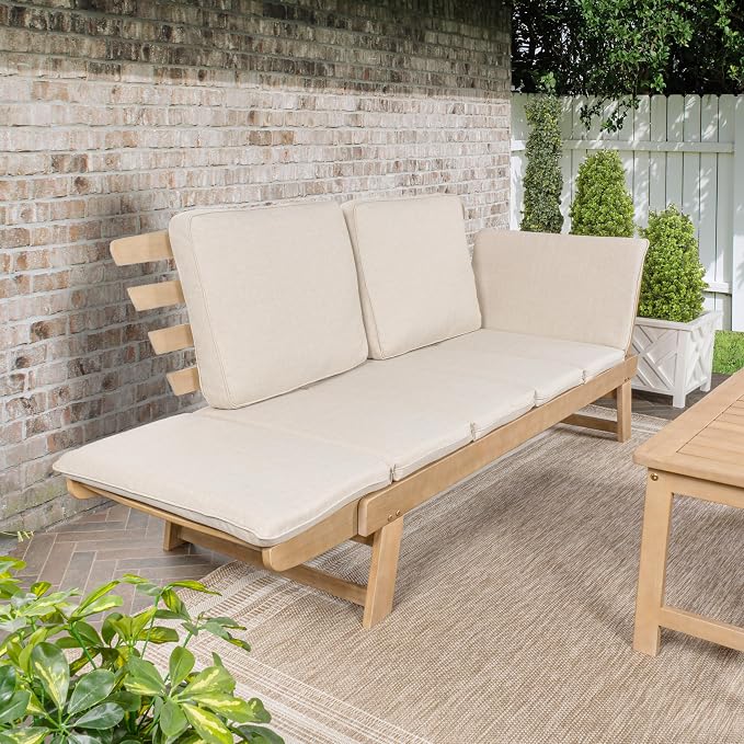 JONATHAN Y SFB1000A Hartley 2-Seat Modern Scandinavian Folding Wood Outdoor Day - Image 2