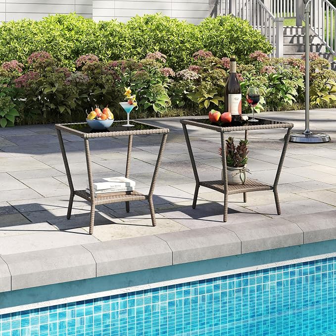 Kinfant Rattan Patio Side Table - Image 2