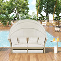 Outdoor Patio Daybed Wicker Rattan Double Daybed Round Sofa Furniture Set by THINK30