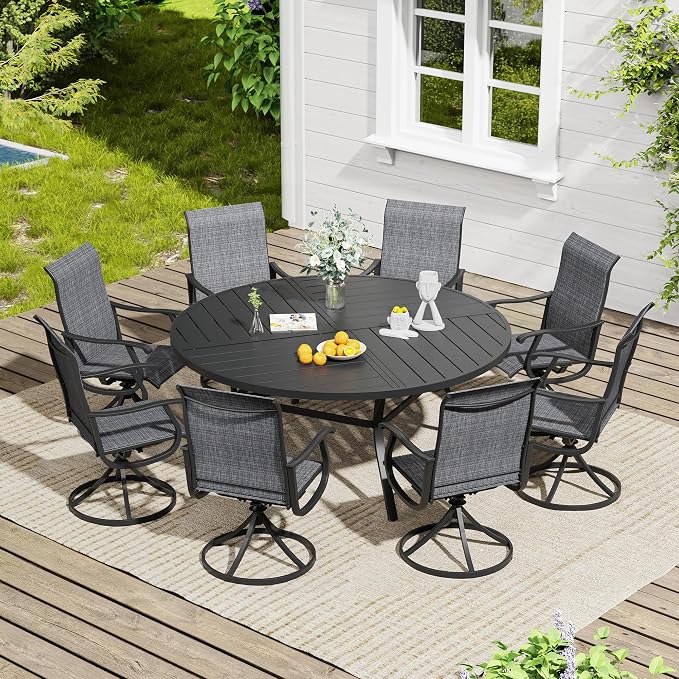 VICLLAX 60" Round Outdoor Table, Patio Dining Table - Image 7