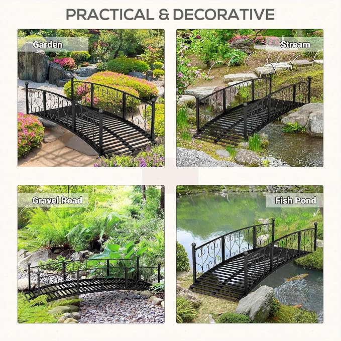 Outsunny 7' Metal Arch Garden Bridge - Image 4