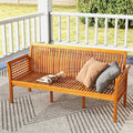 HAPPYGRILL 3-Person Outdoor Bench Acacia Wood Porch Bench, Garden Bench by HAPPYGRILL