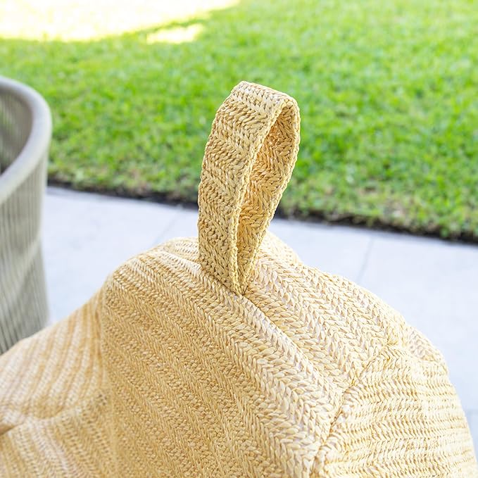 Big Joe Tuffet Weatherproof Bean Bag Chair, Natural Basket Weave, Breathable - Image 5