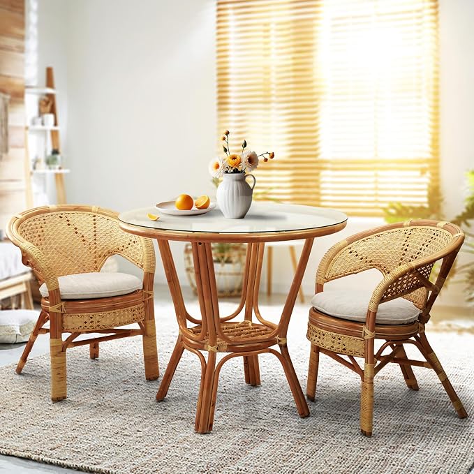 Pelangi Rattan Wicker Round Dining Table - Image 6