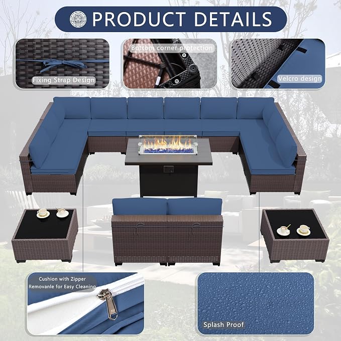 Outdoor Terrace Furniture Set, 15 Piece Outdoor Furniture Set, - Image 5