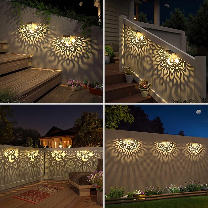 Solar Fence Lights 6 Pack Solar Deck Lights Waterproof LED Step Wall Outdoor - Image 5