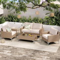 4-Piece Patio Furniture Set, Outdoor Wicker Sectional Sofa by OutdoorPatioFurnitureSet