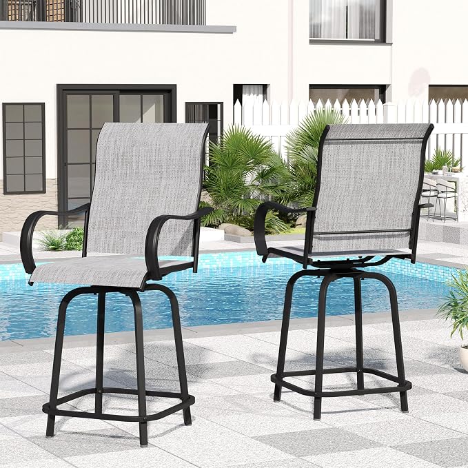 Patio Swivel Bar Stools Set of 2 - Image 2