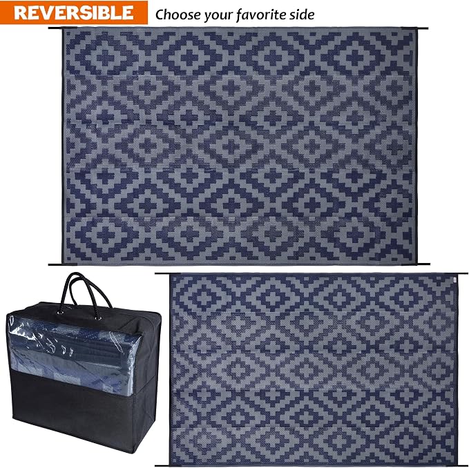 SAND MINE Reversible Mats, Plastic Straw Rug, Modern Area Rug, Large Floor Mat - Image 3