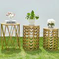 Y&M Set of 3 Gold End Tables, Nesting Metal Round Coffee Table, Heavy Duty by YM