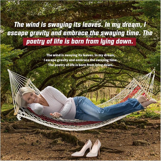 Hammocks Double Rope Hammock, Portable HandwovenTraditional Cotton Rope1 Person - Image 8
