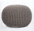 FRELISH DECOR Round Pouf Ottoman Hand Knitted 100% Cotton Pouf by FrelishDecor