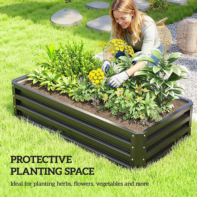 Outsunny Galvanized Raised Garden Bed, - Image 5