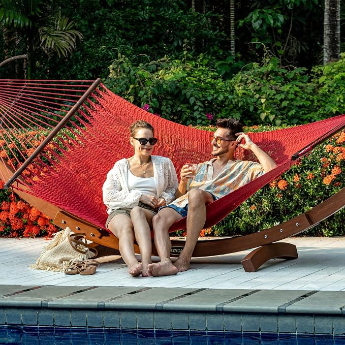Lazy Daze Hammocks 10.5 FT Double 2 Person Caribbean Rope Hammock, Hand Woven - Image 2