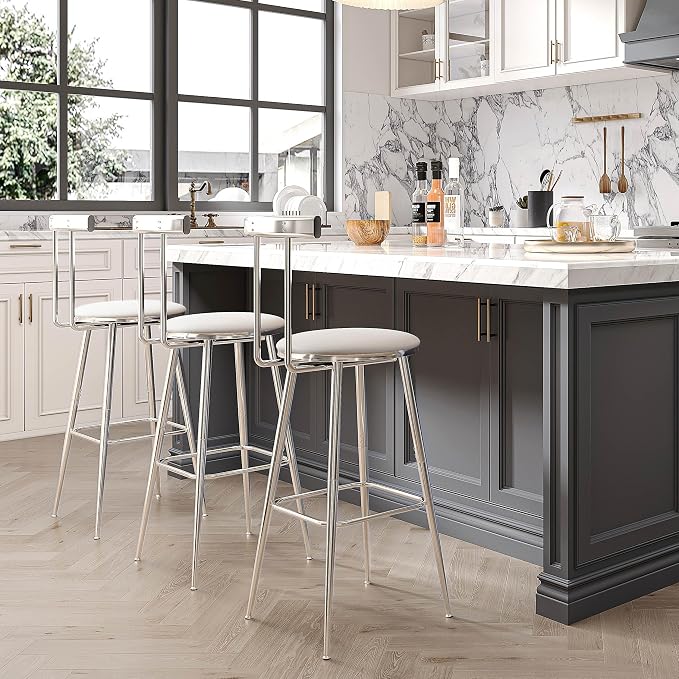 Bar Stools, Bar Chairs with Backrest and Footrest, Industrial Counter Stools - Image 2