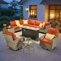 11-Piece Outdoor Sectional Sofa Set w/ 54" Fire Pit – L-Shaped Wicker Patio by CAODOCPatioFurniture