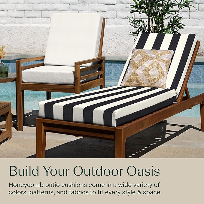 Honeycomb Outdoor Heritage Chaise, 23 x 75, Cabana Stripe Black & Ivory Chair - Image 3