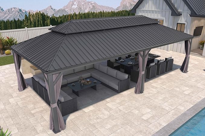 PURPLE LEAF 12' X 26' Hardtop Gazebo Aluminum Gazebo - Image 2