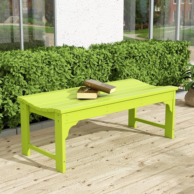 WO Home Furniture Outdoor 46" Backless HDPE Adirondack Bench, Poly Lumber Seat - Image 2