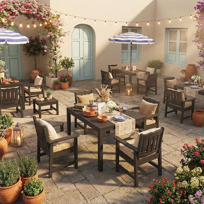 Stoog 5 Pieces Patio Dining Sets, All-Weather HIPS Material & Aluminum Frame - Image 4