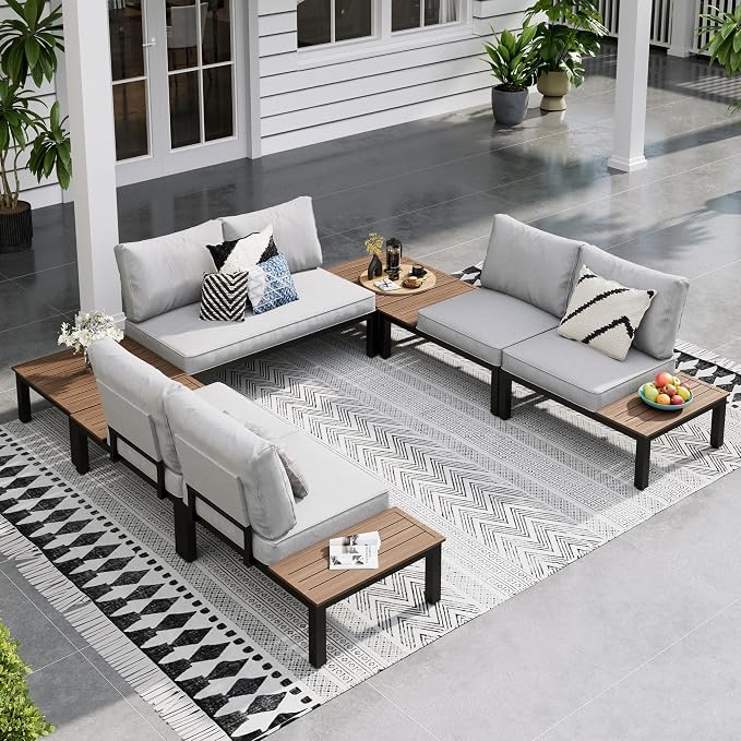 Sophia & William Outdoor Sectional Sofa 7 Piece Metal Outdoor Sectional by SophiaWilliam